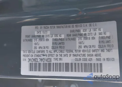 2021 Mazda Cx-30 Premium from USA, damaged, VIN 3MVDMBDL7MM314638